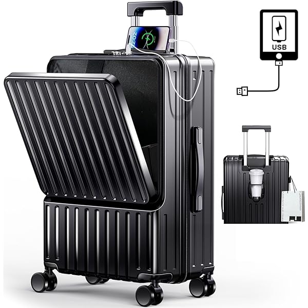 スーツケース キャリーケース 多機能 片開き 拡張機能付き ストッパー付き キャリーバッグ 携帯スタンド USBポート付き カップホルダー付き 隠しフック機能 超軽量 耐衝撃 静音 360度回転 大容量 TSAロック搭載 旅行 ビジネス 出張 (ホワイト, Sサイズ /45L （1-3泊）) Amazon | [Vivcon] スーツケース キャリーケース 多機能 片開き 拡張